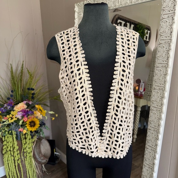 Chico's Tops - Chico’s • Open Crochet Metallic Vest
